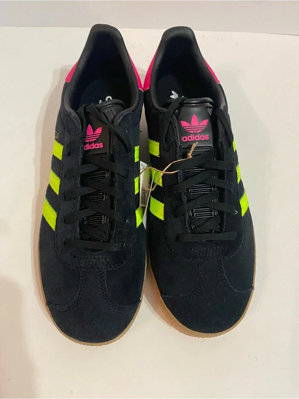 Adidas Originals Gazelle J Black/Neon Yellow/ Pink (Youth 7 / Women's 8 )